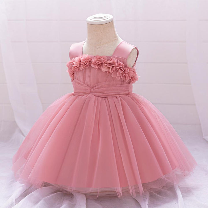 Girls' Floral Tulle Dress for Fairy-Tale Occasions