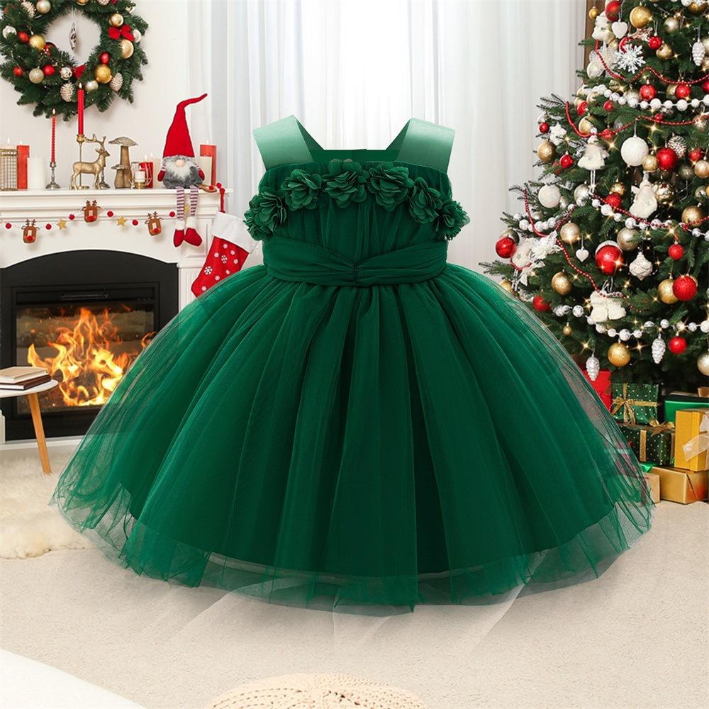 Girls' Floral Tulle Dress for Fairy-Tale Occasions