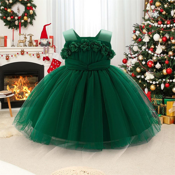 Girls' Floral Tulle Dress for Fairy-Tale Occasions