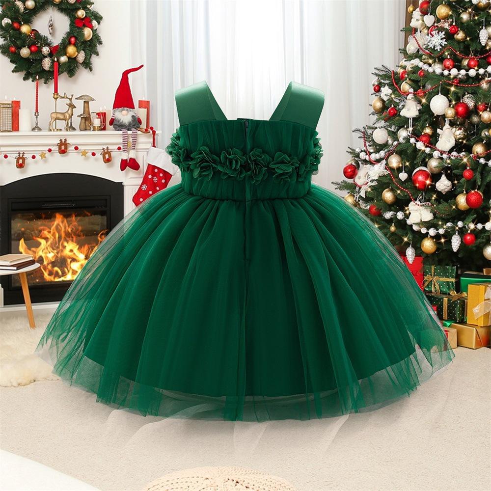 Girls' Floral Tulle Dress for Fairy-Tale Occasions