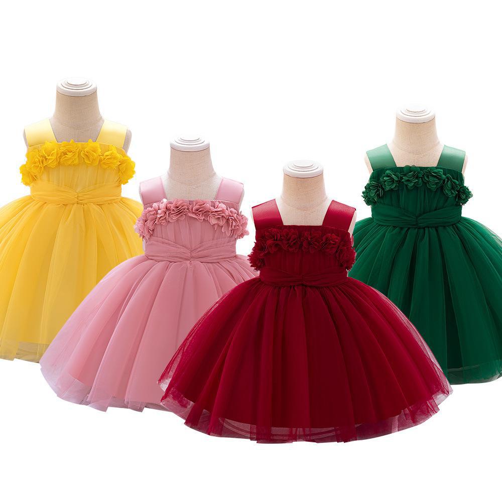 Girls' Floral Tulle Dress for Fairy-Tale Occasions