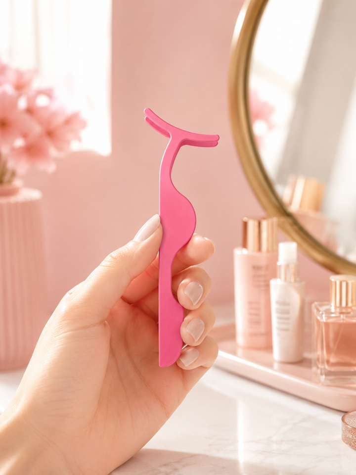 False Eyelash Applicator Tweezers — Pink & Black Set