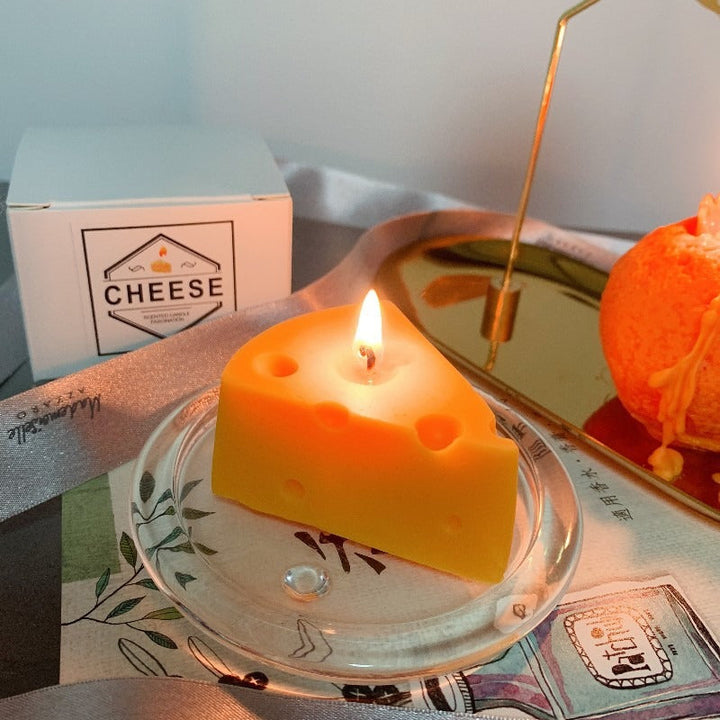 Cheese-Shaped Scented Candle for Warm Tabletop Glow