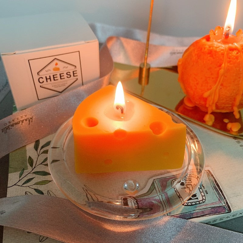 Cheese-Shaped Scented Candle for Warm Tabletop Glow