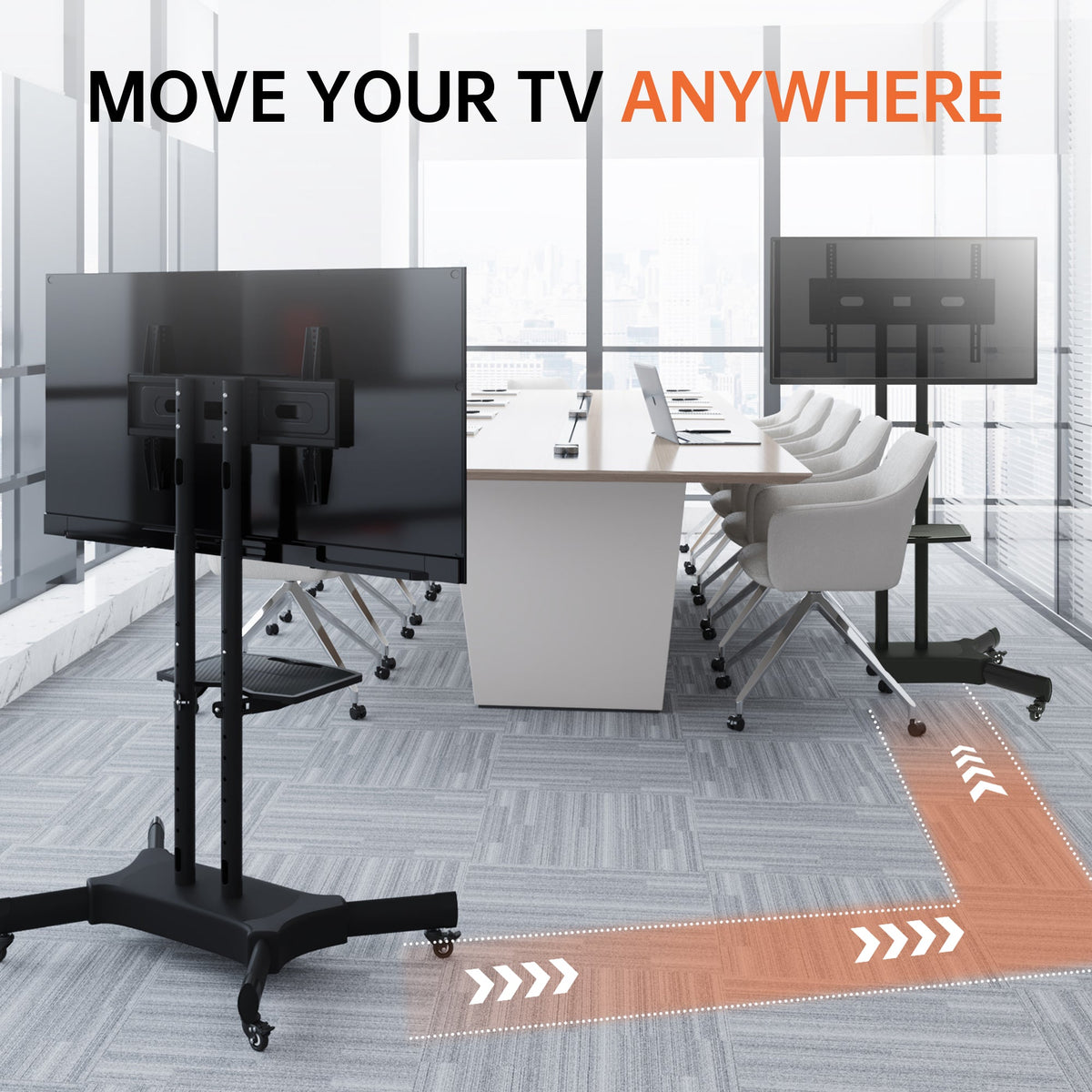 Mobile Rotating TV Stand for 32-80 Inch TVs with Shelf