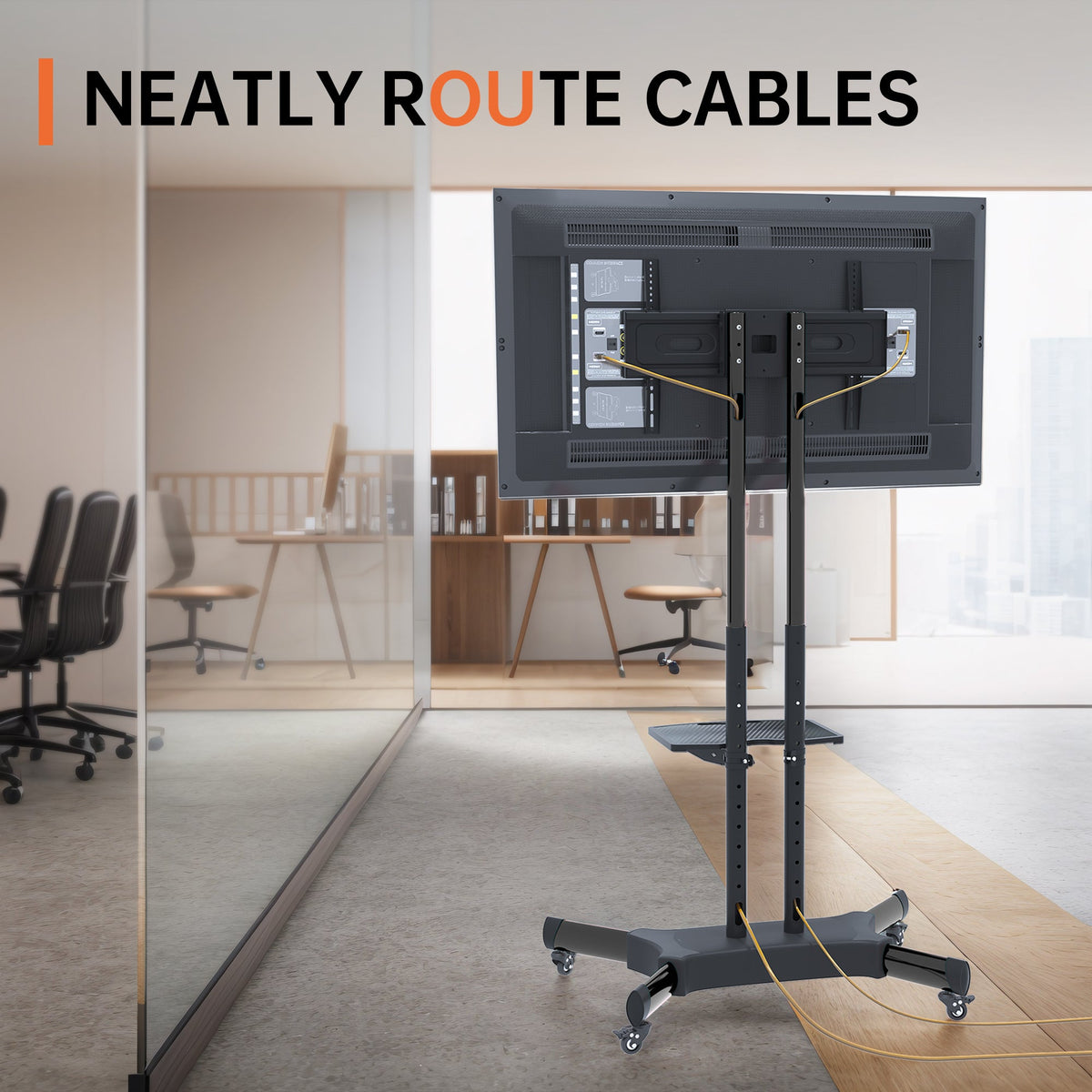 Mobile Rotating TV Stand for 32-80 Inch TVs with Shelf