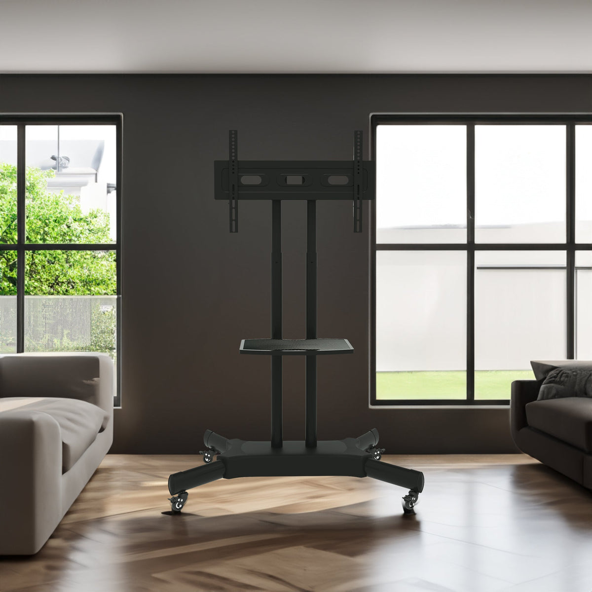 Mobile Rotating TV Stand for 32-80 Inch TVs with Shelf