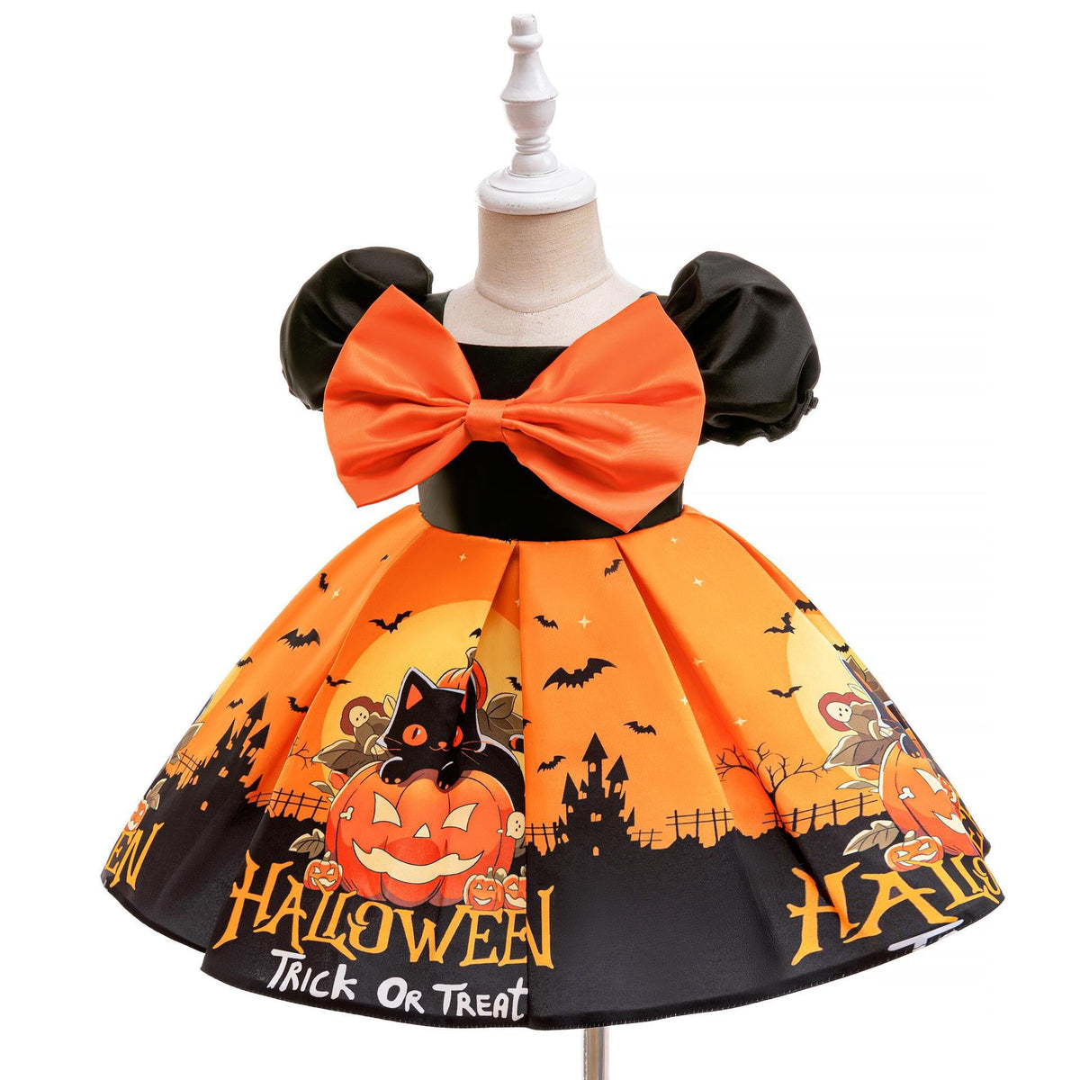 Girls' Halloween Dress — Playful Satin Party Look