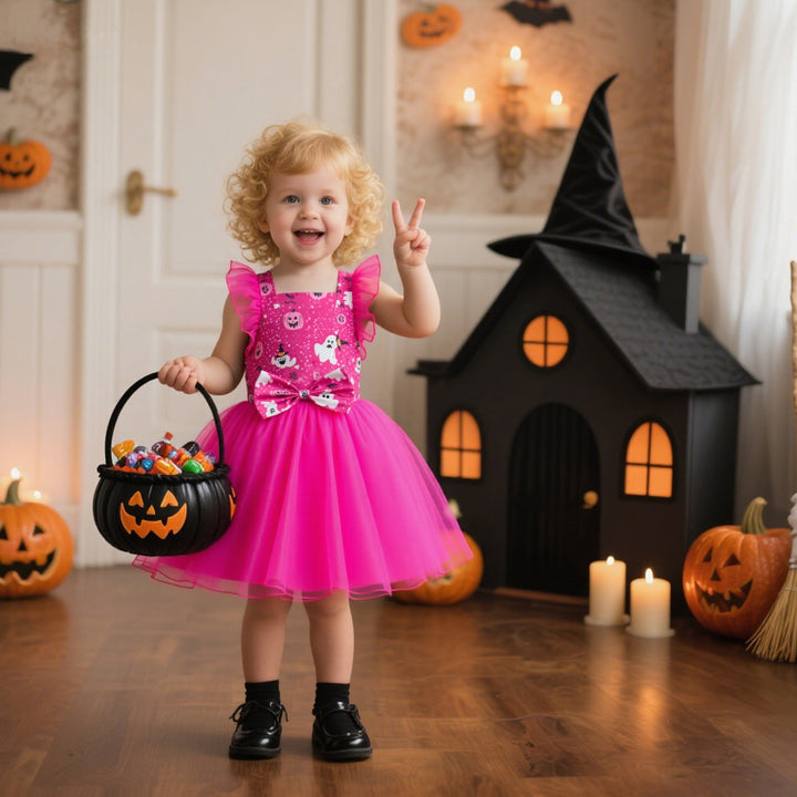 Girls Halloween Butterfly Dress With Twirly Mesh Skirt