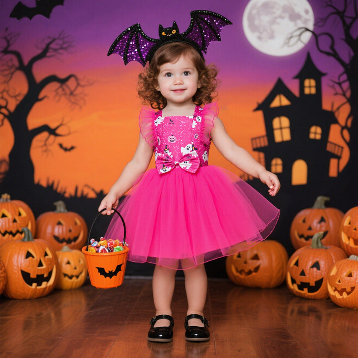Girls Halloween Butterfly Dress With Twirly Mesh Skirt