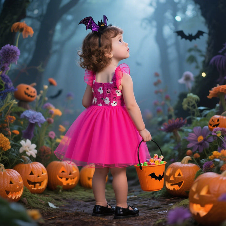Girls Halloween Butterfly Dress With Twirly Mesh Skirt