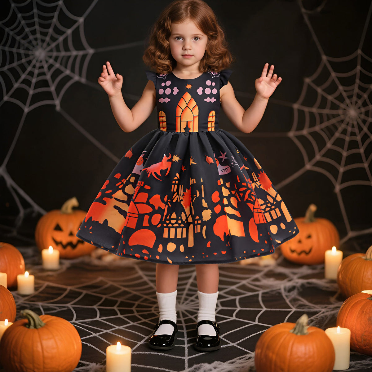 Kids Halloween Princess Dress With Full Twirly Skirt
