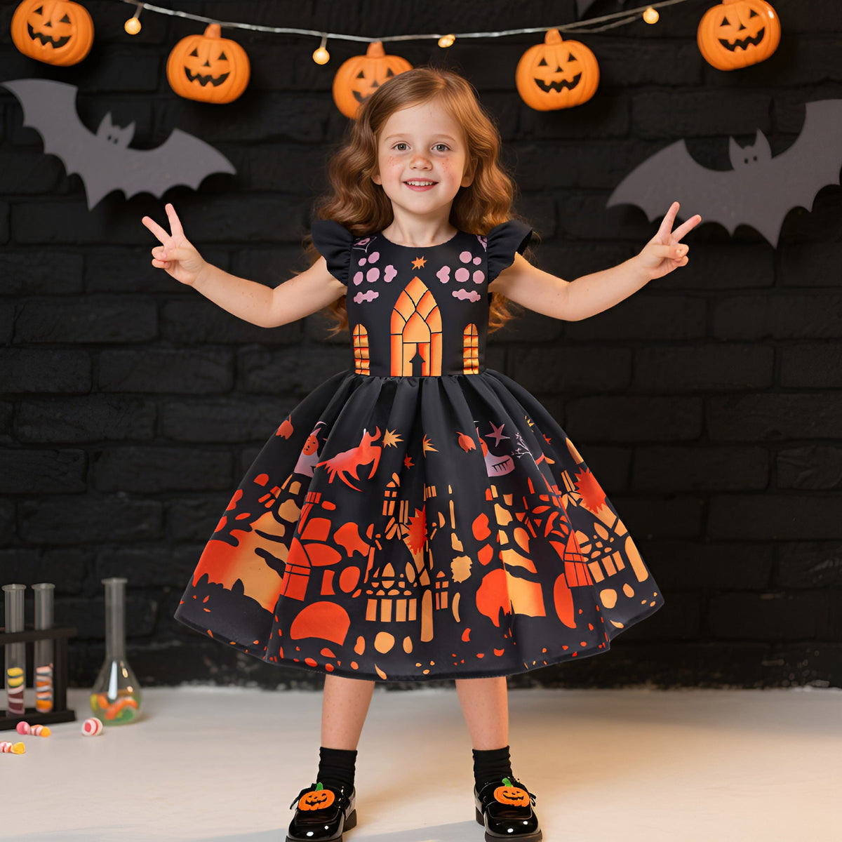 Kids Halloween Princess Dress With Full Twirly Skirt