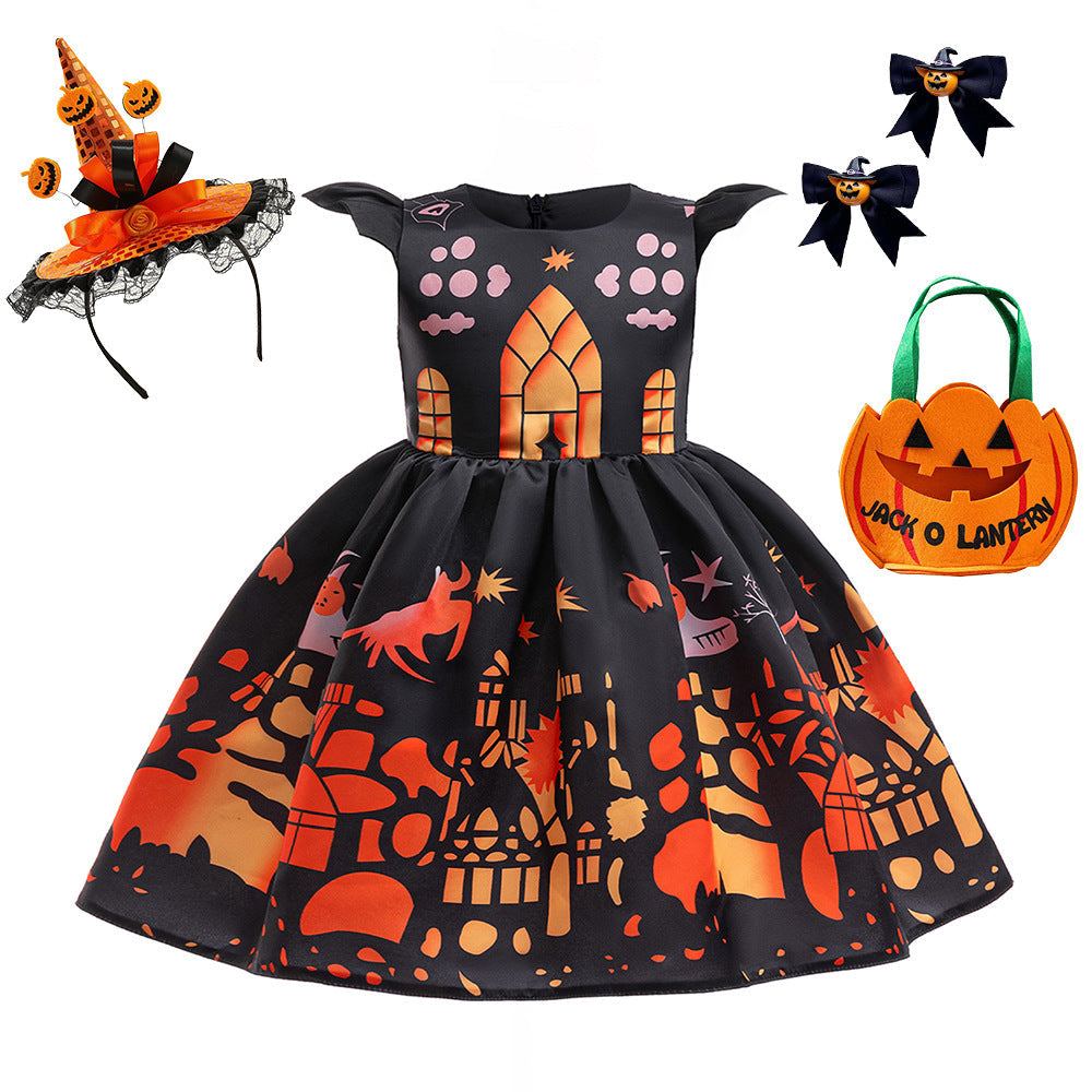Kids Halloween Princess Dress With Full Twirly Skirt