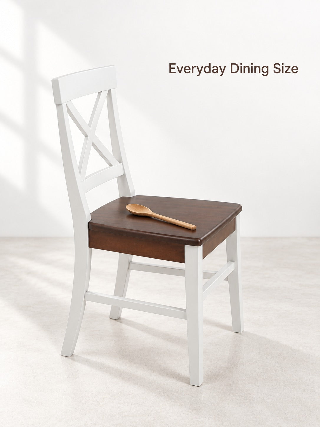 Farmhouse Acacia Wood Dining Chairs Set of 2 White Walnut