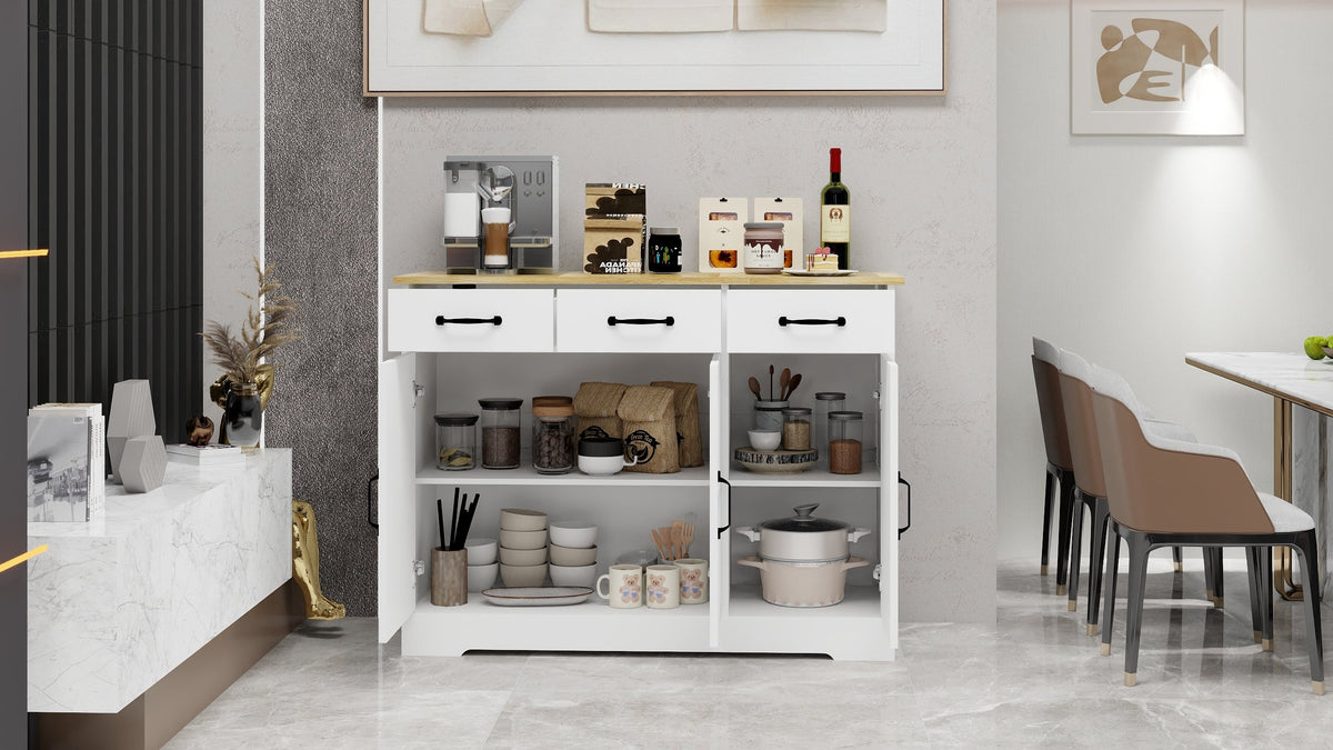 Farmhouse Buffet Sideboard with Drawers and Doors Storage