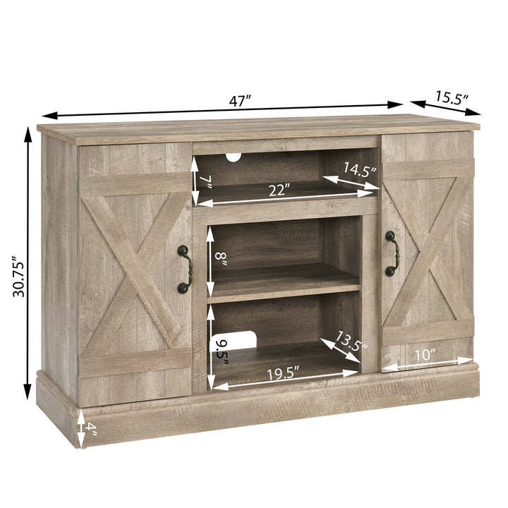 Farmhouse TV Stand with Barn Doors for TVs to 50