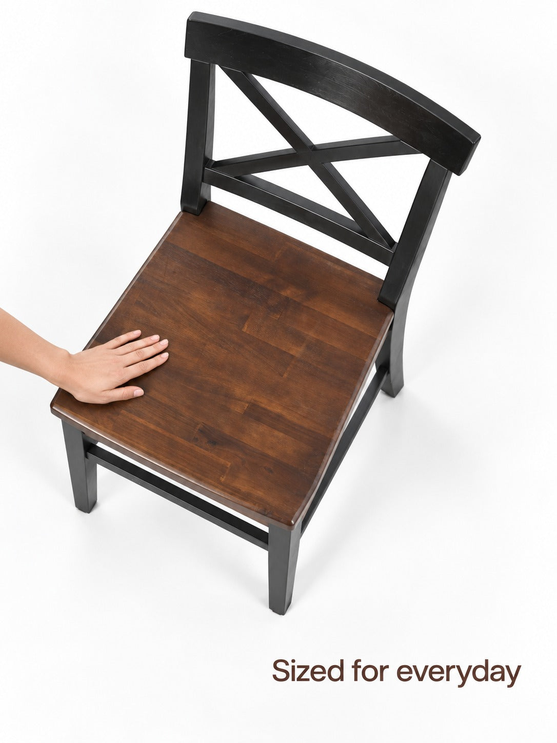 Farmhouse Dining Chairs Set of 2, Solid Acacia Wood