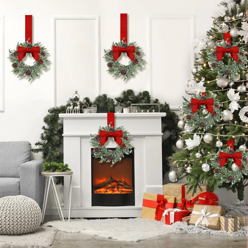 Mini Christmas Cabinet Wreaths Set of 6, Ready to Hang