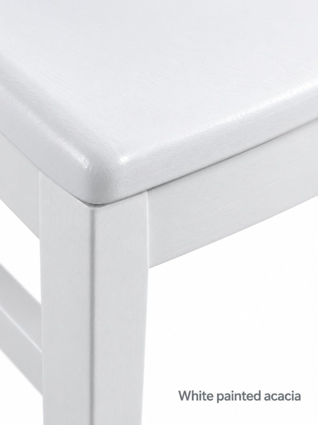 Farmhouse Dining Chairs, White Acacia Wood, Set of 2
