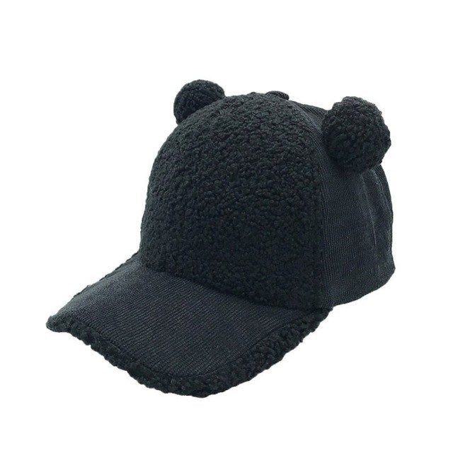 Baby Bear Ear Baseball Cap – Cozy Warm Winter Hat