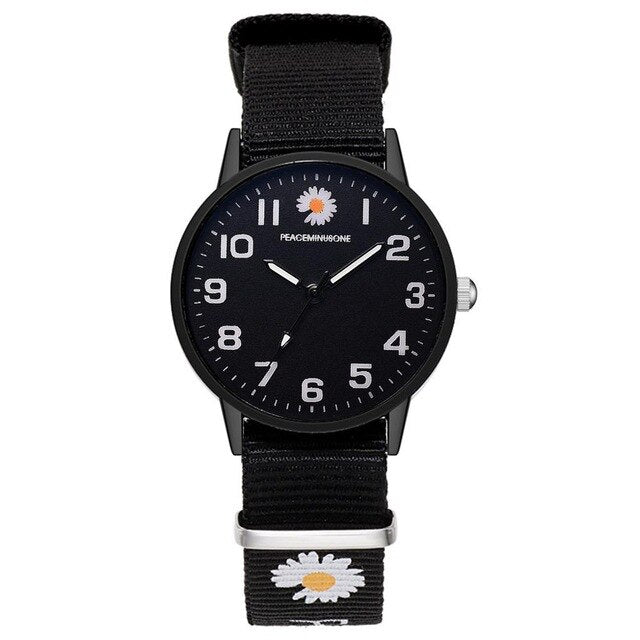 Daisy Print Women's Watch with Matching Braided Bracelet
