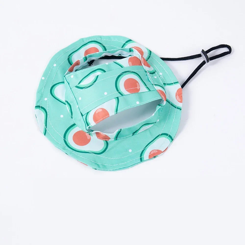 Small Dog Sun Hat With Ear Holes & Adjustable Chin Cord