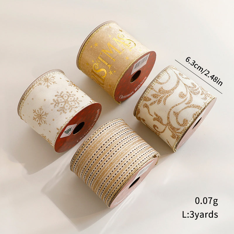 Christmas Gift Wrapping Ribbon – Gold Foil Merry Christmas
