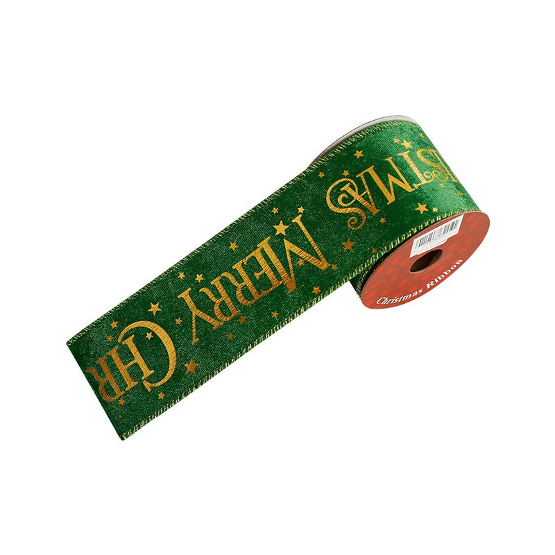 Christmas Gift Wrapping Ribbon – Gold Foil Merry Christmas