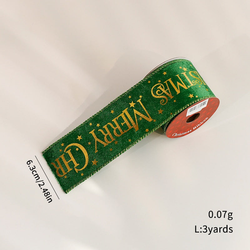 Christmas Gift Wrapping Ribbon – Gold Foil Merry Christmas