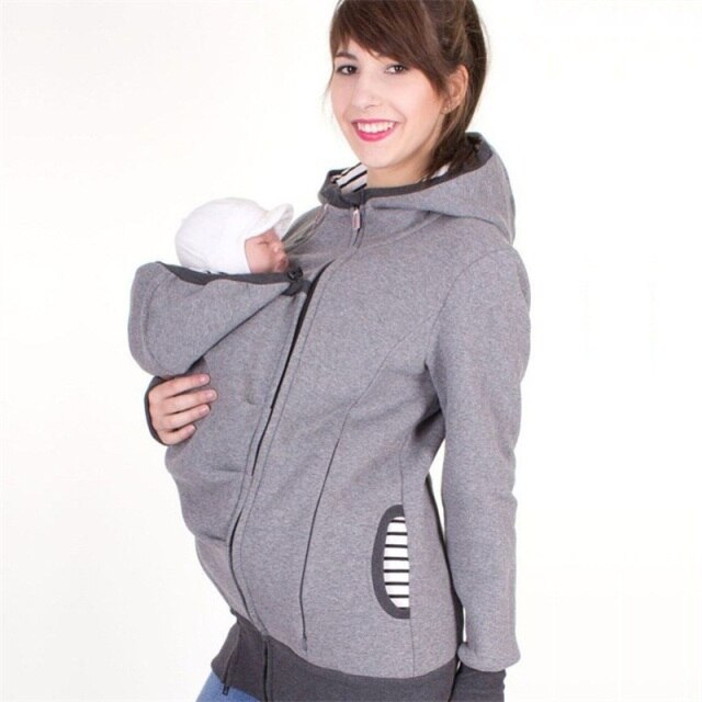Maternity Babywearing Hoodie for Warm Hands-Free Carrying