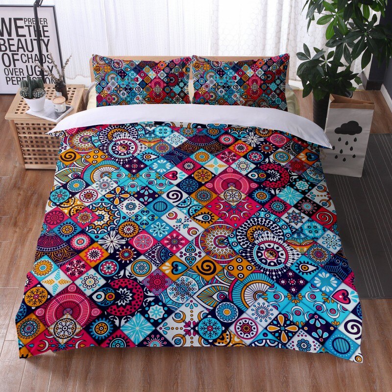Mandala Duvet Cover Boho Bedding Set, Full Size
