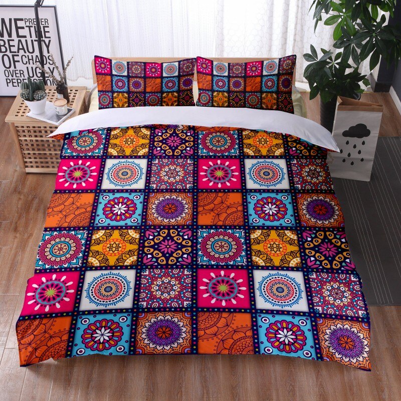 Mandala Duvet Cover Boho Bedding Set, Full Size