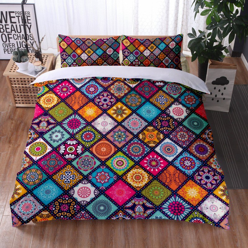 Mandala Duvet Cover Boho Bedding Set, Full Size