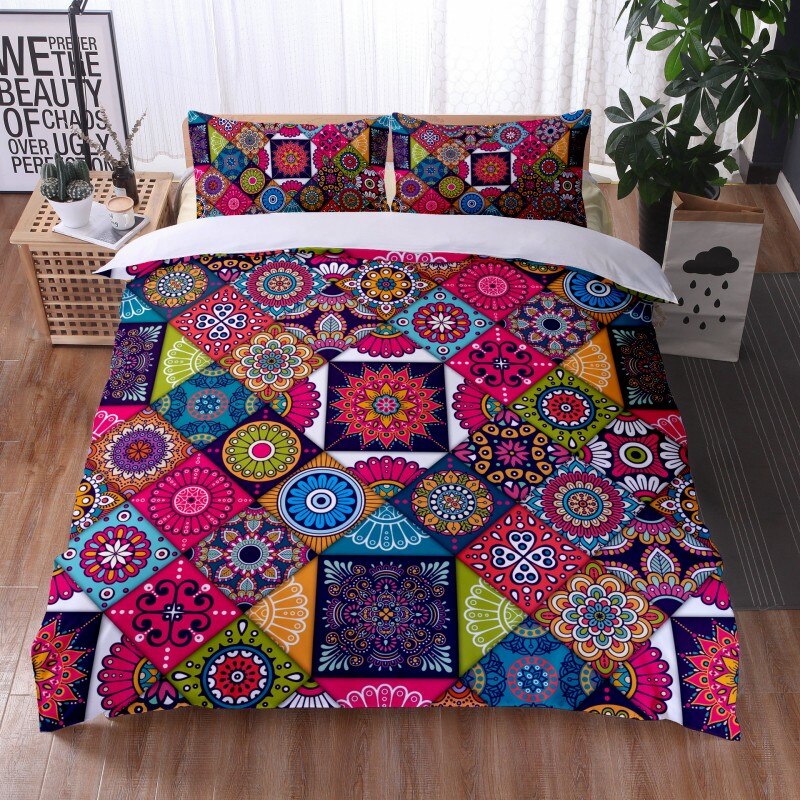 Mandala Duvet Cover Boho Bedding Set, Full Size