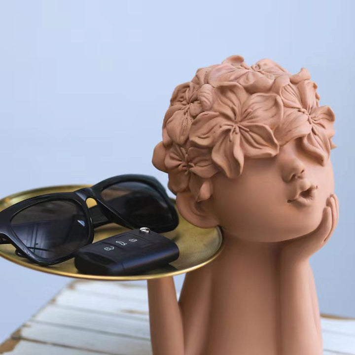 Petal Girl Storage Tray for Whimsical Home Decor Accent
