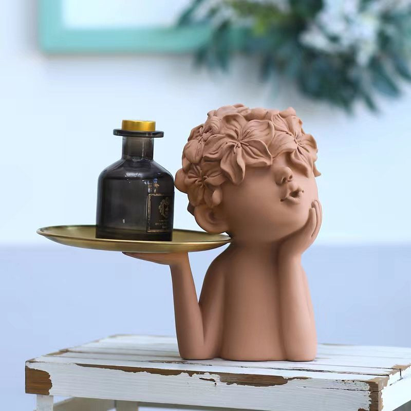Petal Girl Storage Tray for Whimsical Home Decor Accent