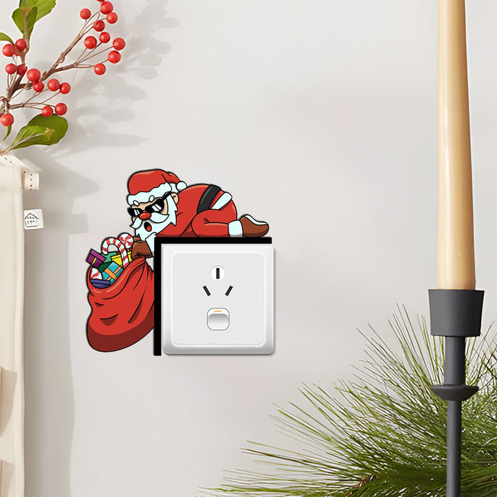 Christmas Switch Stickers Festive Santa Wall Decor