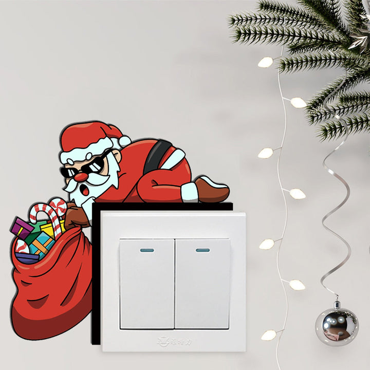 Christmas Switch Stickers Festive Santa Wall Decor