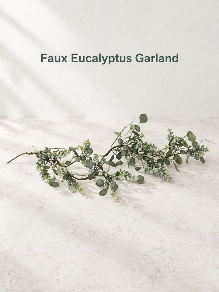 Faux Eucalyptus Garland for Mantel, Table and Shelf