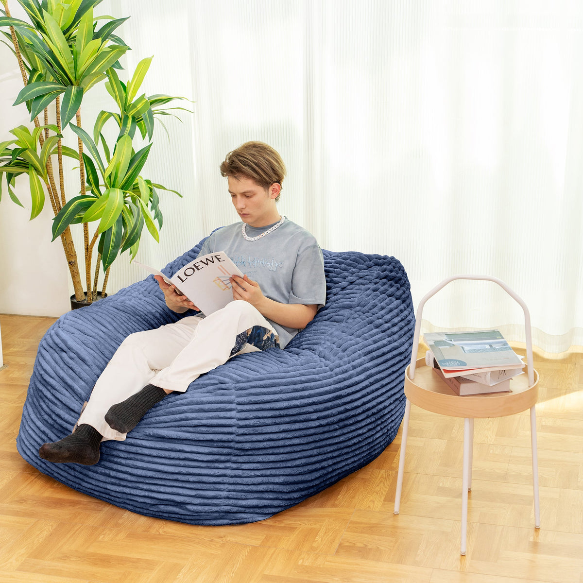 Faux Fur Bean Bag Chair Lounger for Cozy Floor Seating