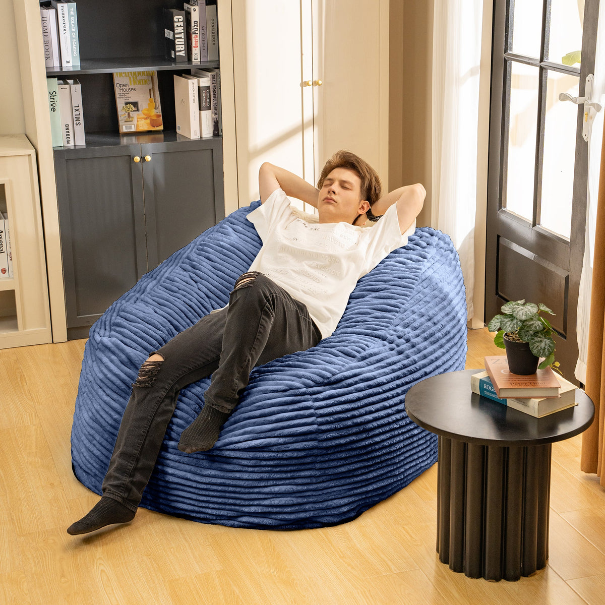 Faux Fur Bean Bag Chair Lounger for Cozy Floor Seating