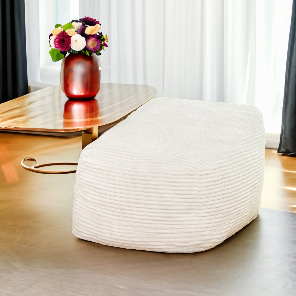 Cream Faux Fur Bean Bag Chair for Cosy Living Rooms