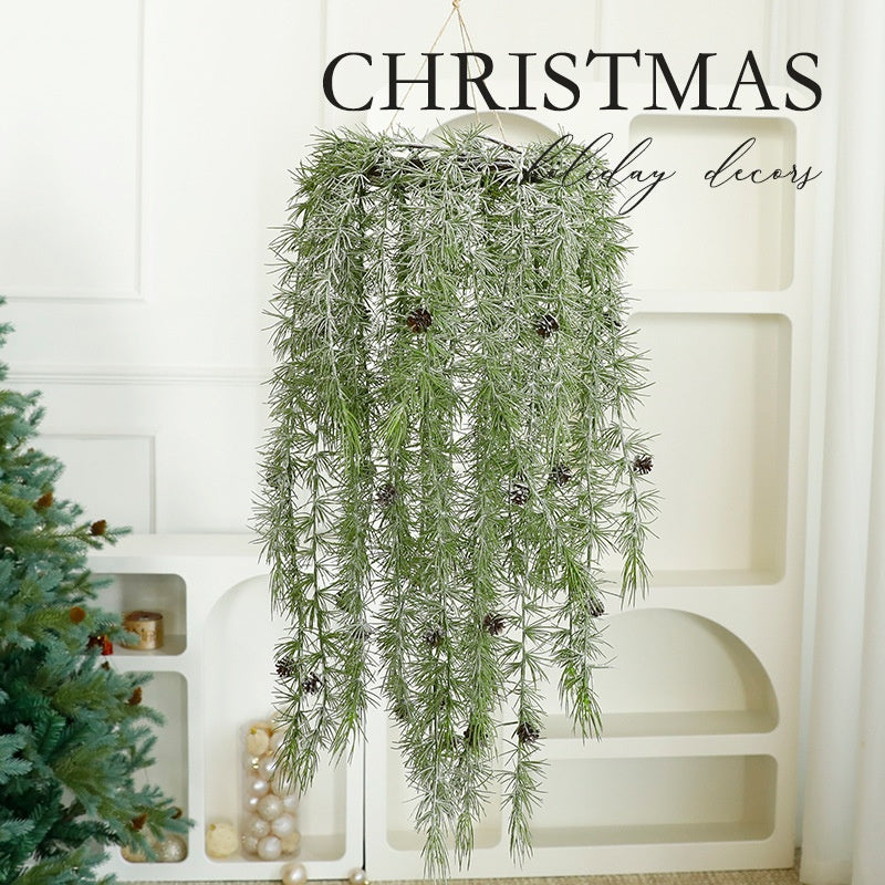 Hanging Faux Greenery Basket for Festive Christmas Decor