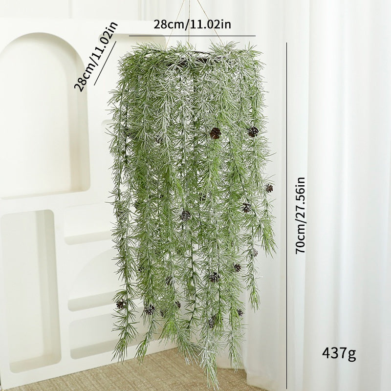 Hanging Faux Greenery Basket for Festive Christmas Decor
