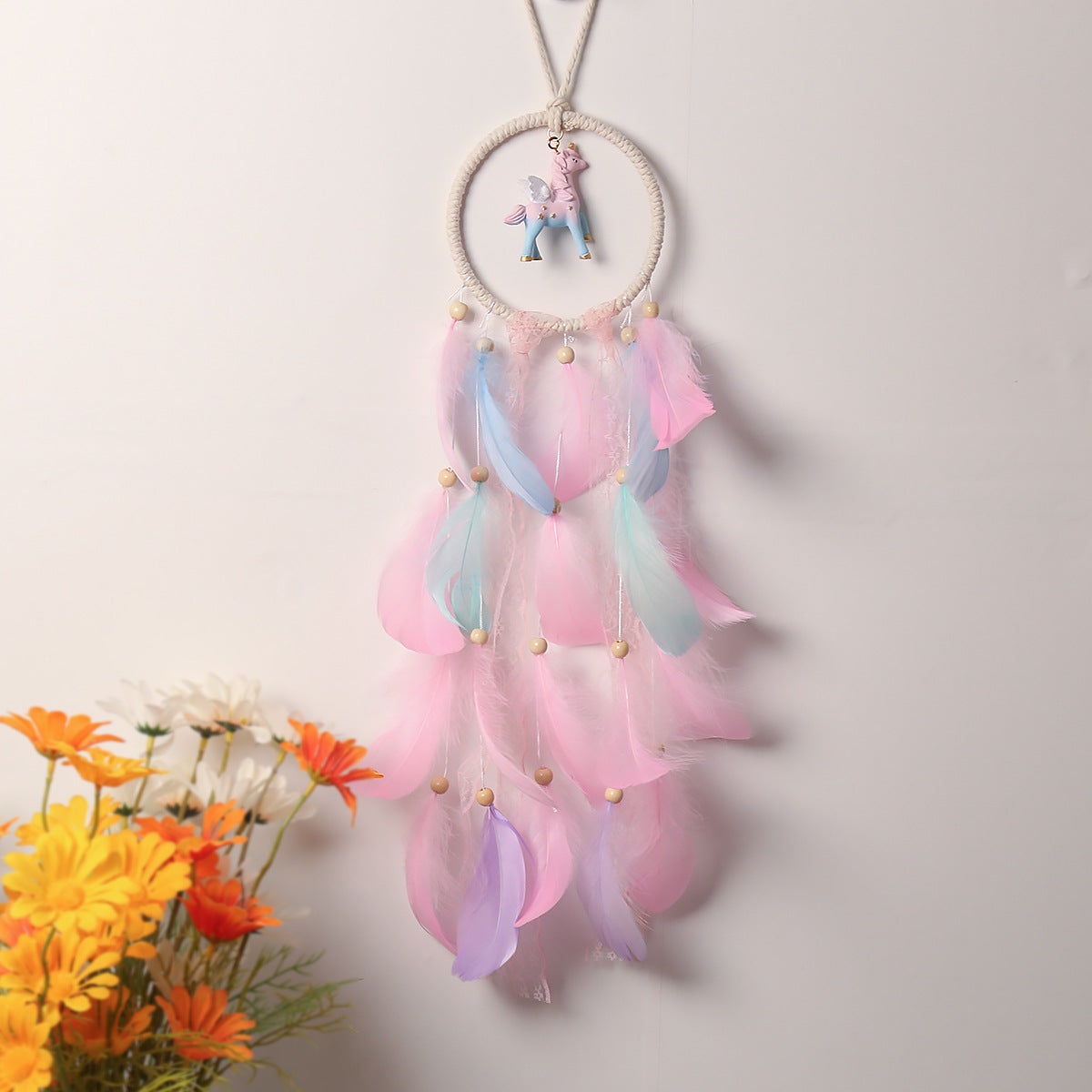 Feather Dream Catcher Wall Hanging for Girls’ Rooms
