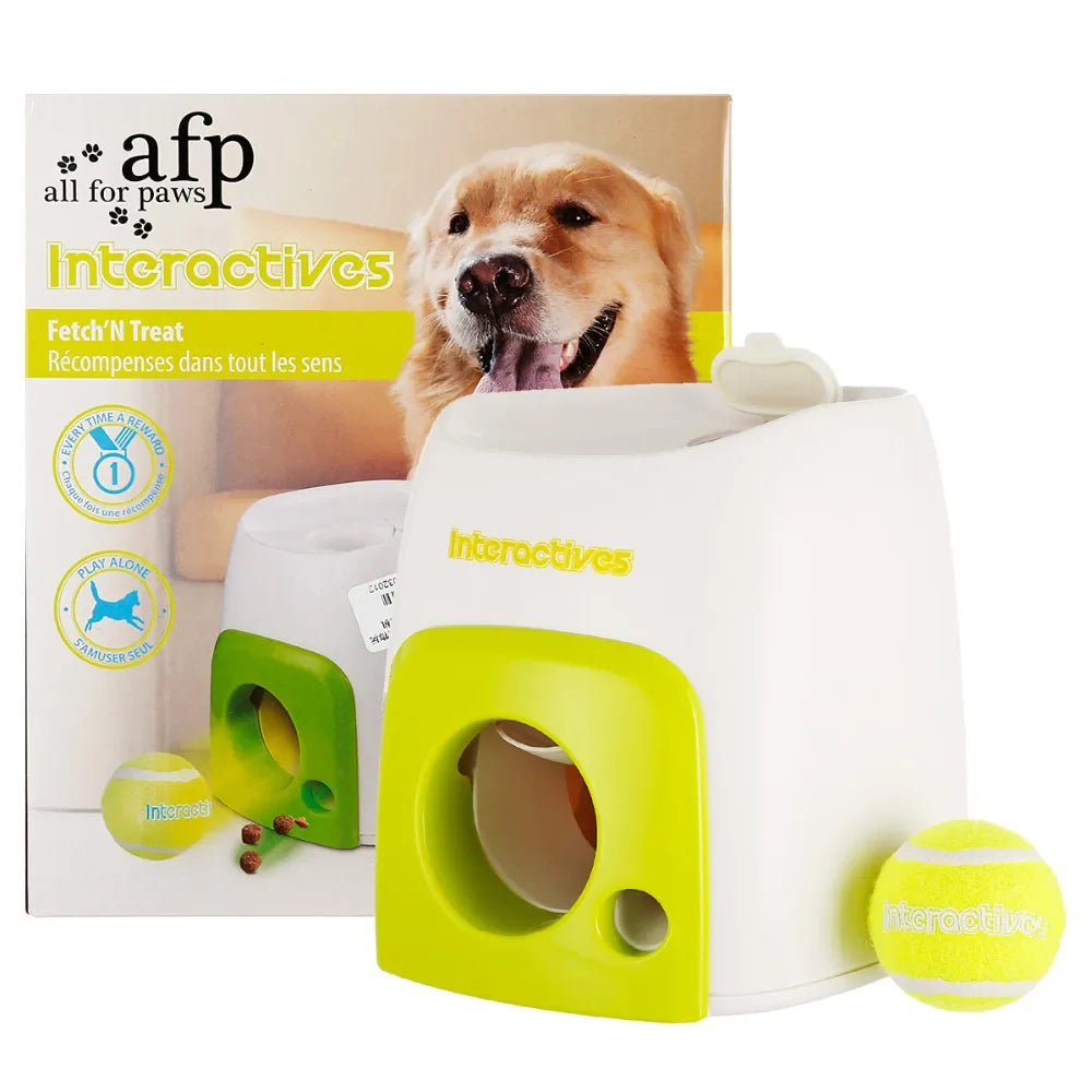 Dog Treat Dispenser That Launches a Ball for Solo Play