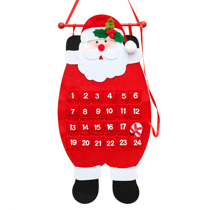 Felt Christmas Countdown Calendar With 24 Santa Pockets
