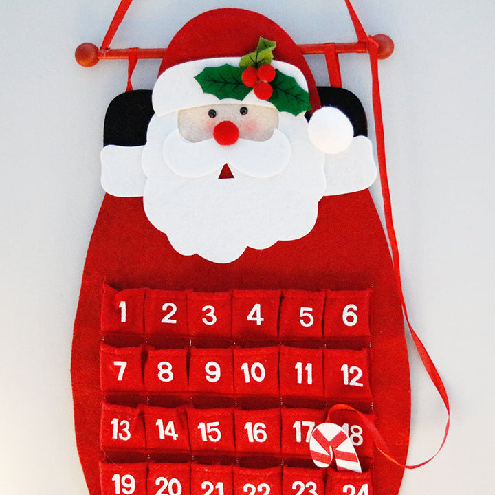 Felt Christmas Countdown Calendar With 24 Santa Pockets