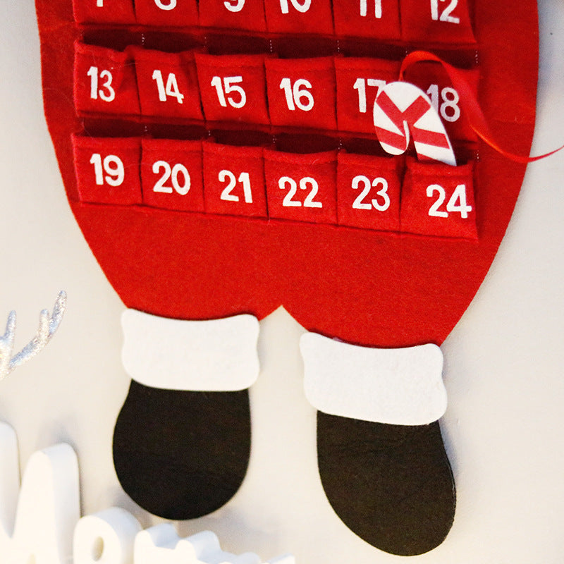 Felt Christmas Countdown Calendar With 24 Santa Pockets